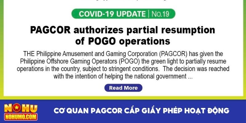 Cơ quan PAGCOR cấp giấy phép hoạt động 